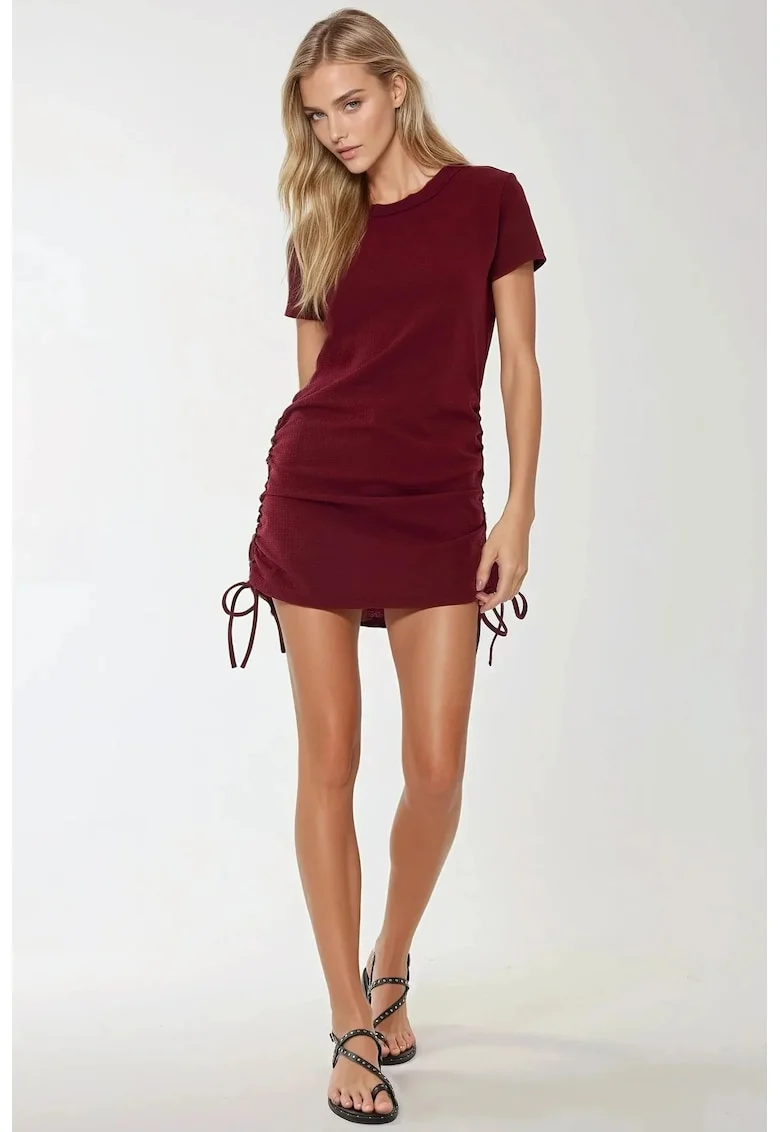 Rochie mini,  mulata, texturata, rosie, jerseu