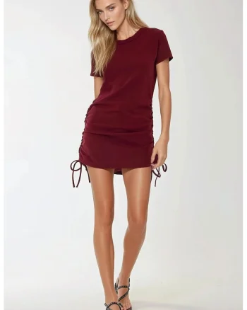 Rochie mini,  mulata, texturata, rosie, jerseu