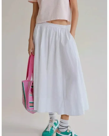 Fusta maxi dama  textil, alb