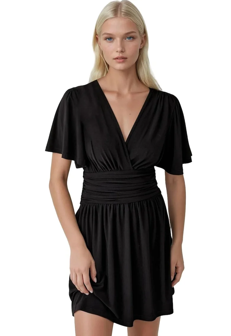 Rochie mini,  Negru, Jerseu