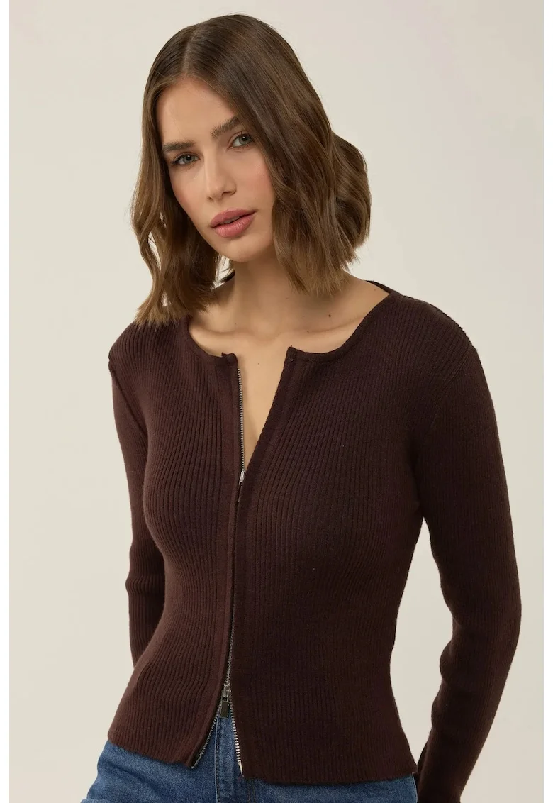 Cardigan dama,  Sabrina, maro, tricot