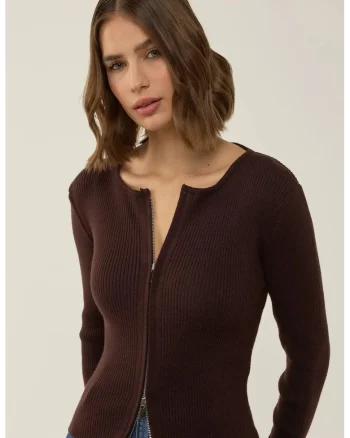 Cardigan dama,  Sabrina, maro, tricot