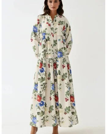 Rochie maxi,  imprimeu floral, multicolor, in