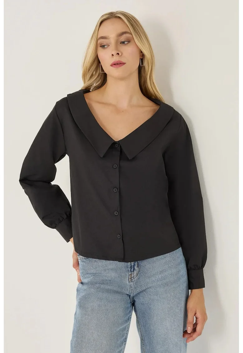 Camasa casual dama,  bumbac/poliester, negru