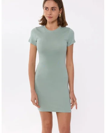 Rochie mini,  mulata, guler rotund, verde