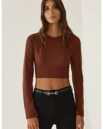Bluza dama  crop slim fit, Maro
