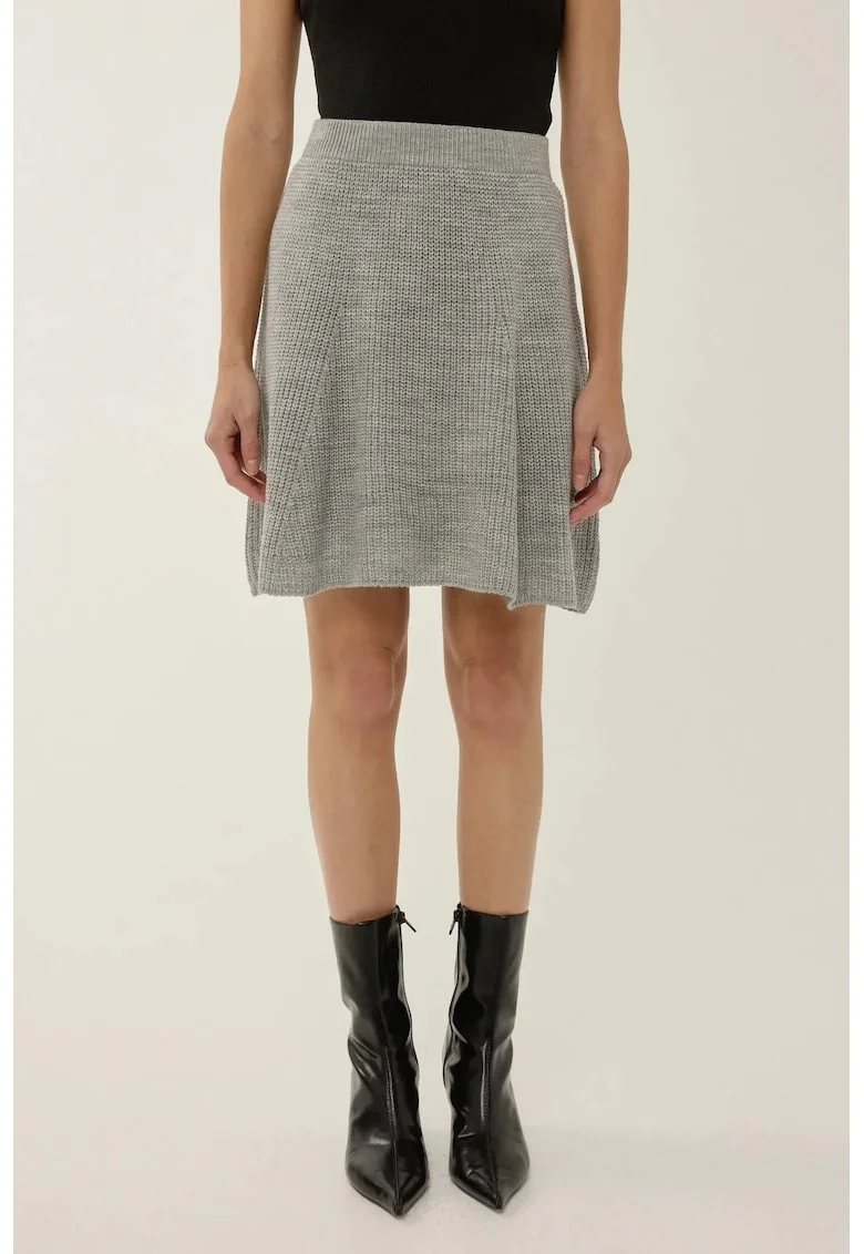 Fusta mini dama,  tricot, gri
