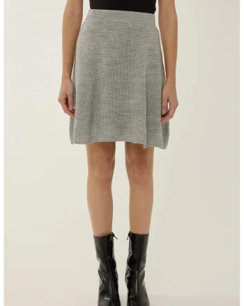 Fusta mini dama,  tricot, gri