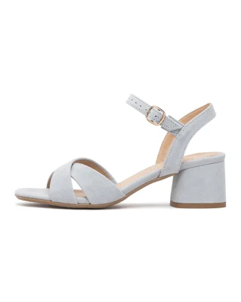 Sandale de piele intoarsa cu toc, Albastru pastel