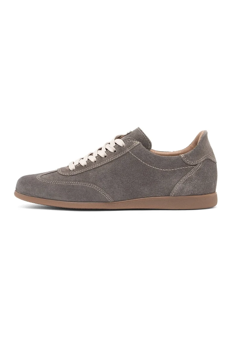 Pantofi sport low-cut din piele intoarsa, Gri carbon