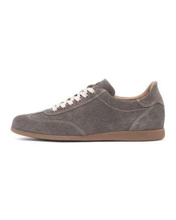 Pantofi sport low-cut din piele intoarsa, Gri carbon