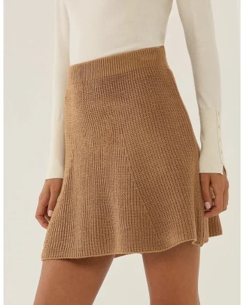Fusta mini dama,  tricot, maro