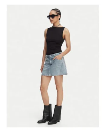 Fusta denim Dama,  casual, albastru, bumbac