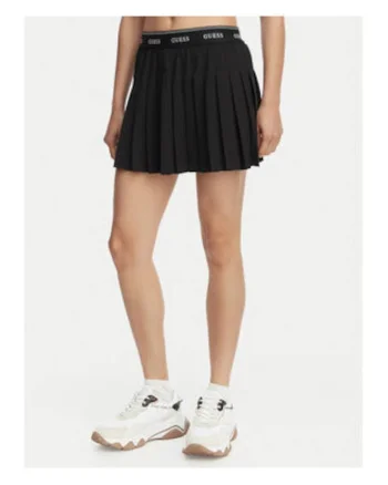 Fusta plisata Dama,  Active, mini, neagra, material sintetic