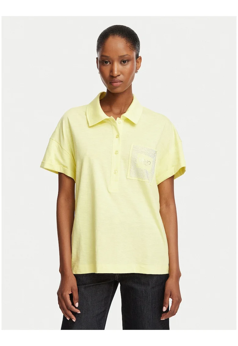 Tricou dama,  galben, bumbac-modal, maneca scurta, regular fit
