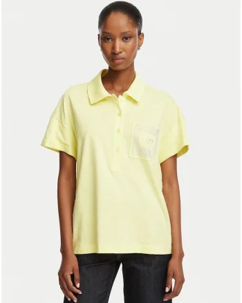 Tricou dama,  galben, bumbac-modal, maneca scurta, regular fit
