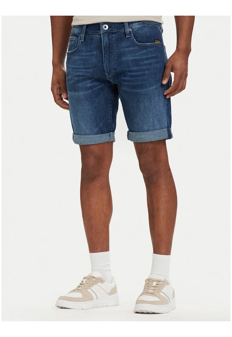 Pantaloni scurti barbati, G-Star Raw, albastru, denim, slim fit, bumbac organic