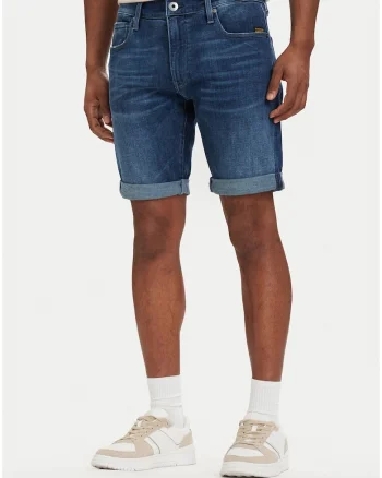 Pantaloni scurti barbati, G-Star Raw, albastru, denim, slim fit, bumbac organic