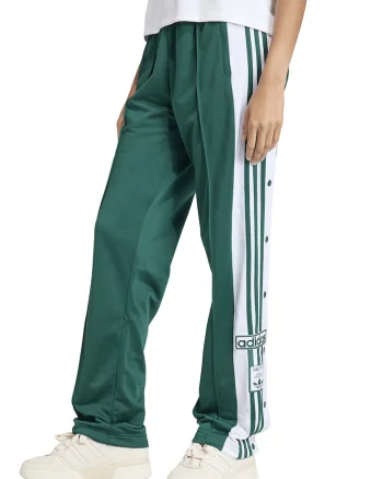 Pantaloni de trening relaxed fit cu capse laterale Adibreak, Alb/Verde