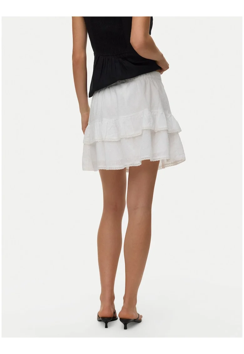 Fusta mini Dama,  alb, bumbac organic, casual