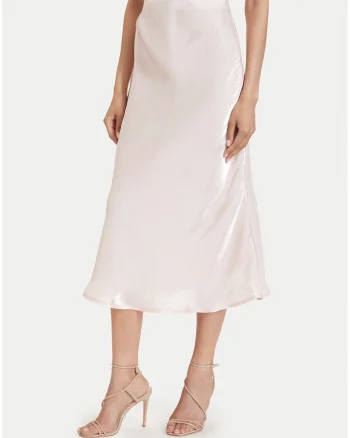Fusta midi Dama,  roz, poliester, casual