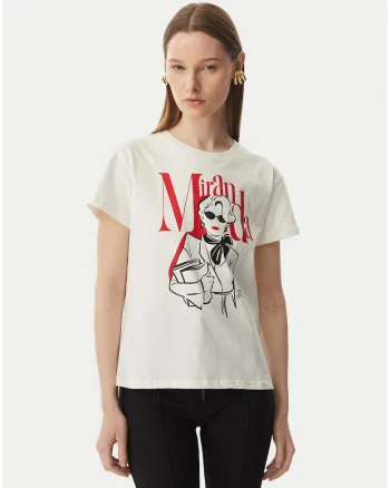 Tricou dama,  alb, croiala regular fit, bumbac
