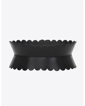 Centura Corset Margini Ondulate, Negru