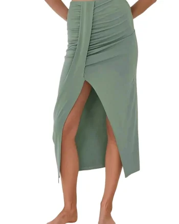 Fusta maxi mulata dama  bumbac, verde