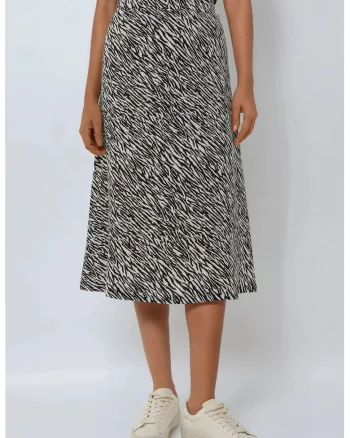 Fusta mini dama  bumbac, imprimeu zebra, alb/negru