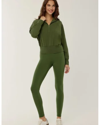 Colanti  talie inalta, verde, poliester