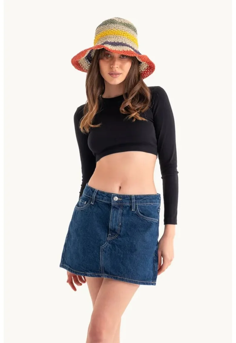 Top dama,  simplu, decolteu rotund, negru, jerseu