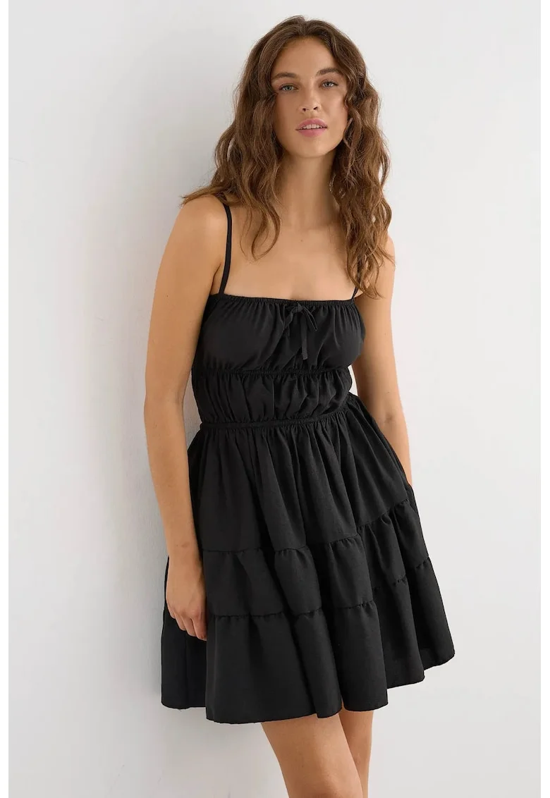 Rochie mini,  Bumbac, Negru