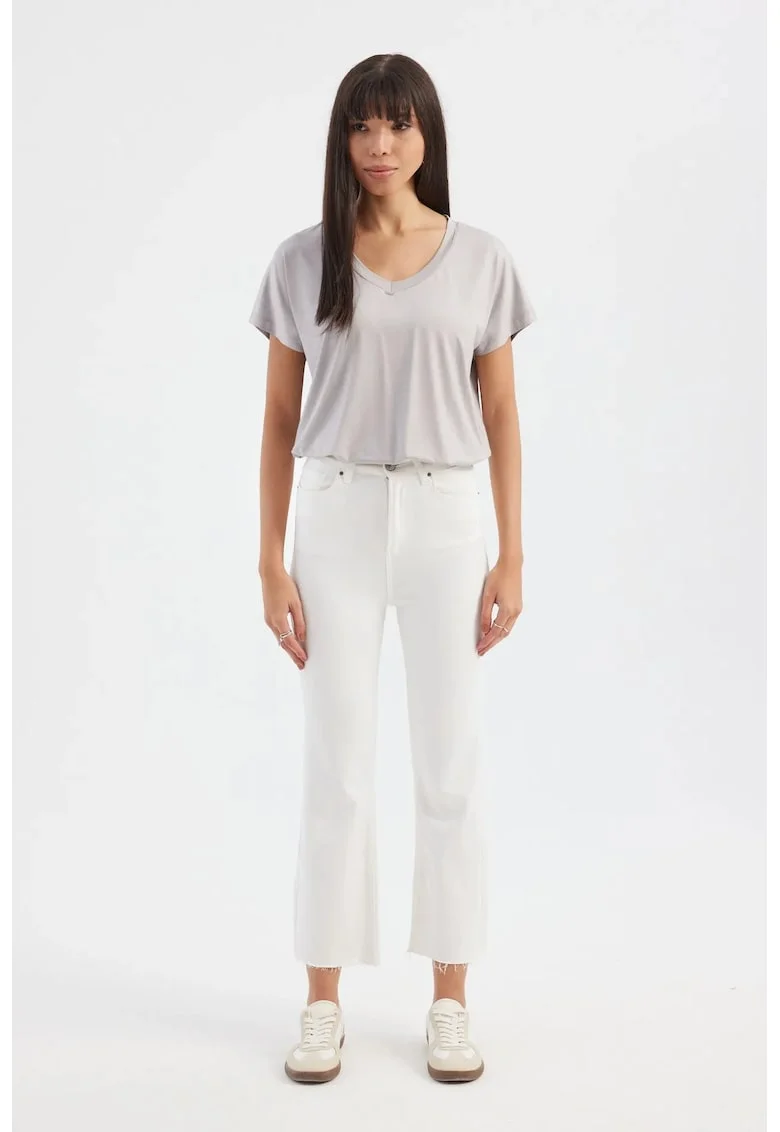 Tricou dama  alb, jerseu, Alb