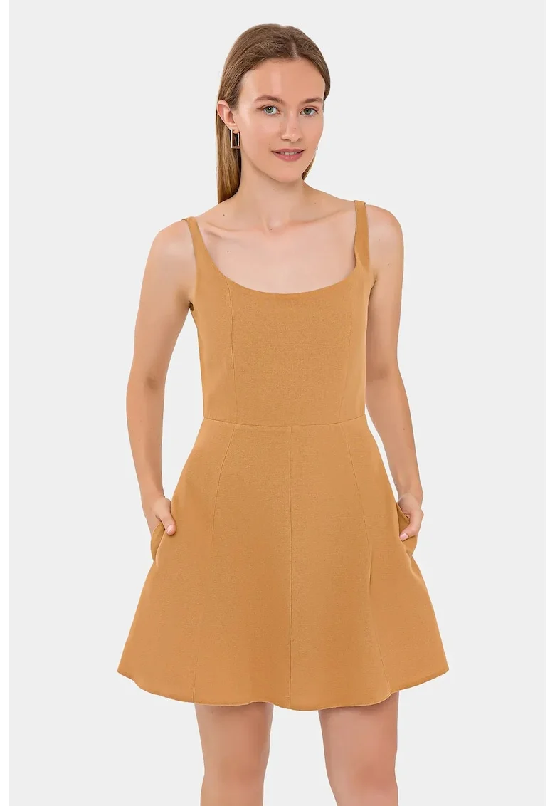Rochie mini,  Bumbac/In, Maro