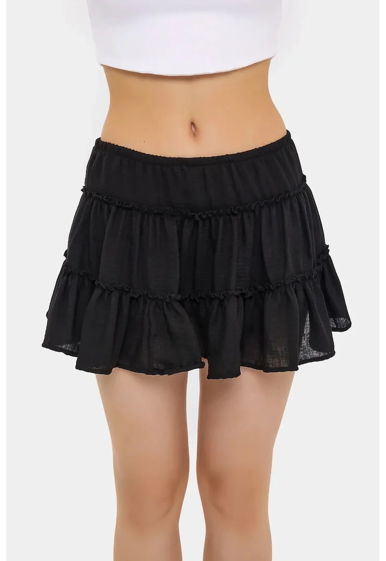 Fusta mini dama,  poliester, Negru,