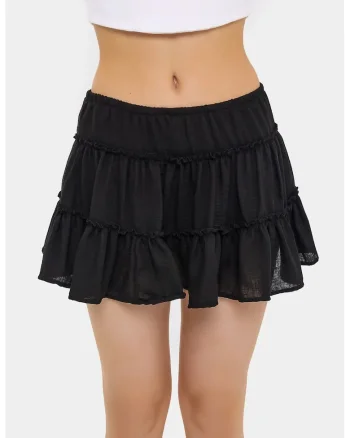 Fusta mini dama,  poliester, Negru,