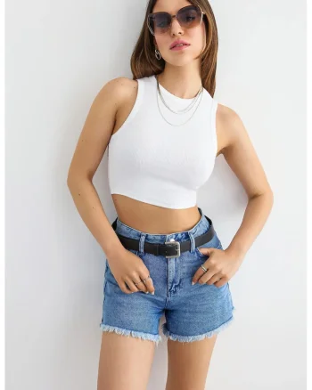 Maiou Basic Tesut  guler rotund, bej, bumbac