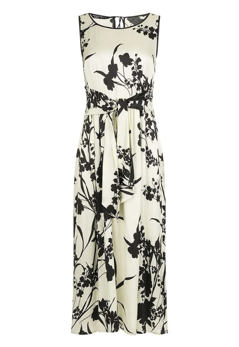 Rochie maxi cu imprimeu floral, Negru