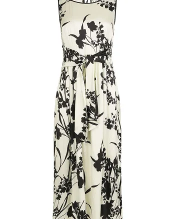 Rochie maxi cu imprimeu floral, Negru
