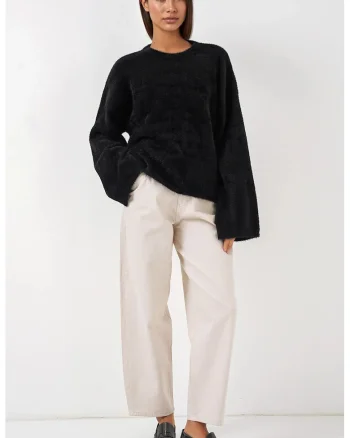 Pulover dama,  Relaxed Fit, tricotaj acrilic, Negru,