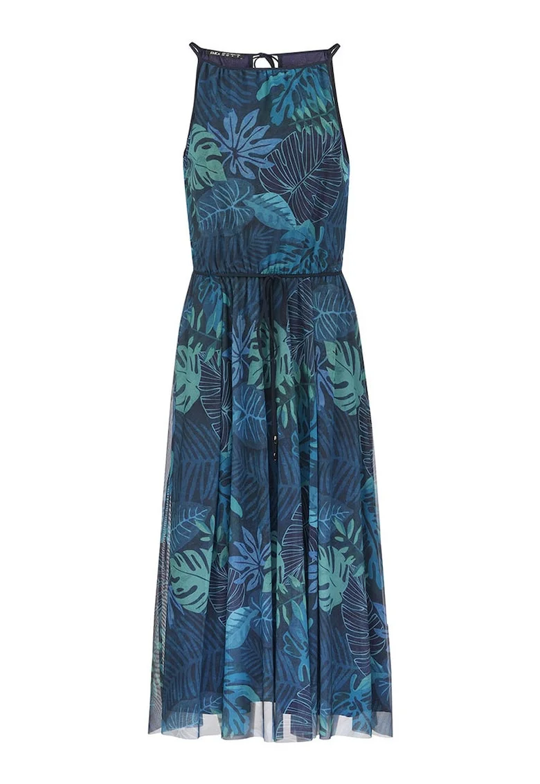 Rochie midi din chiffon cu imprimeu tropical