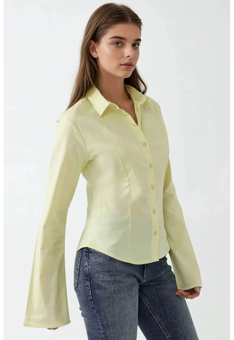 Camasa dama,  textil, galben