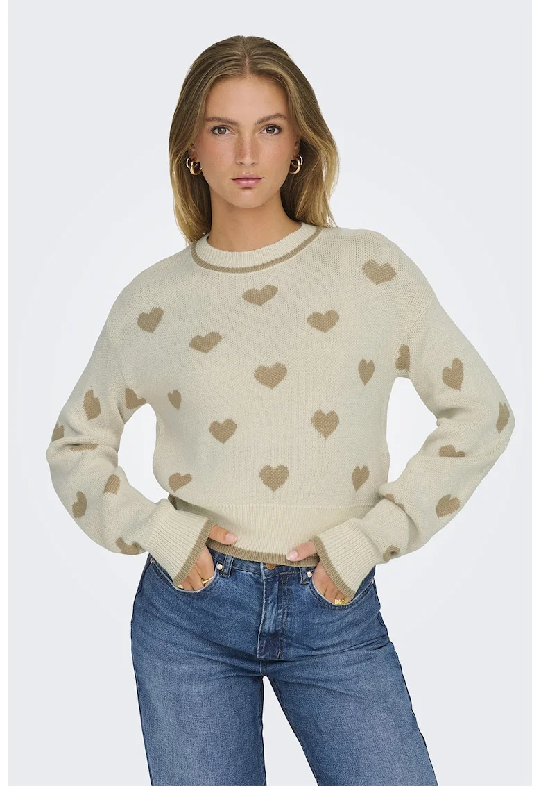 Pulover cu model si maneci cazute, Maro nisip/Maro taupe deschis