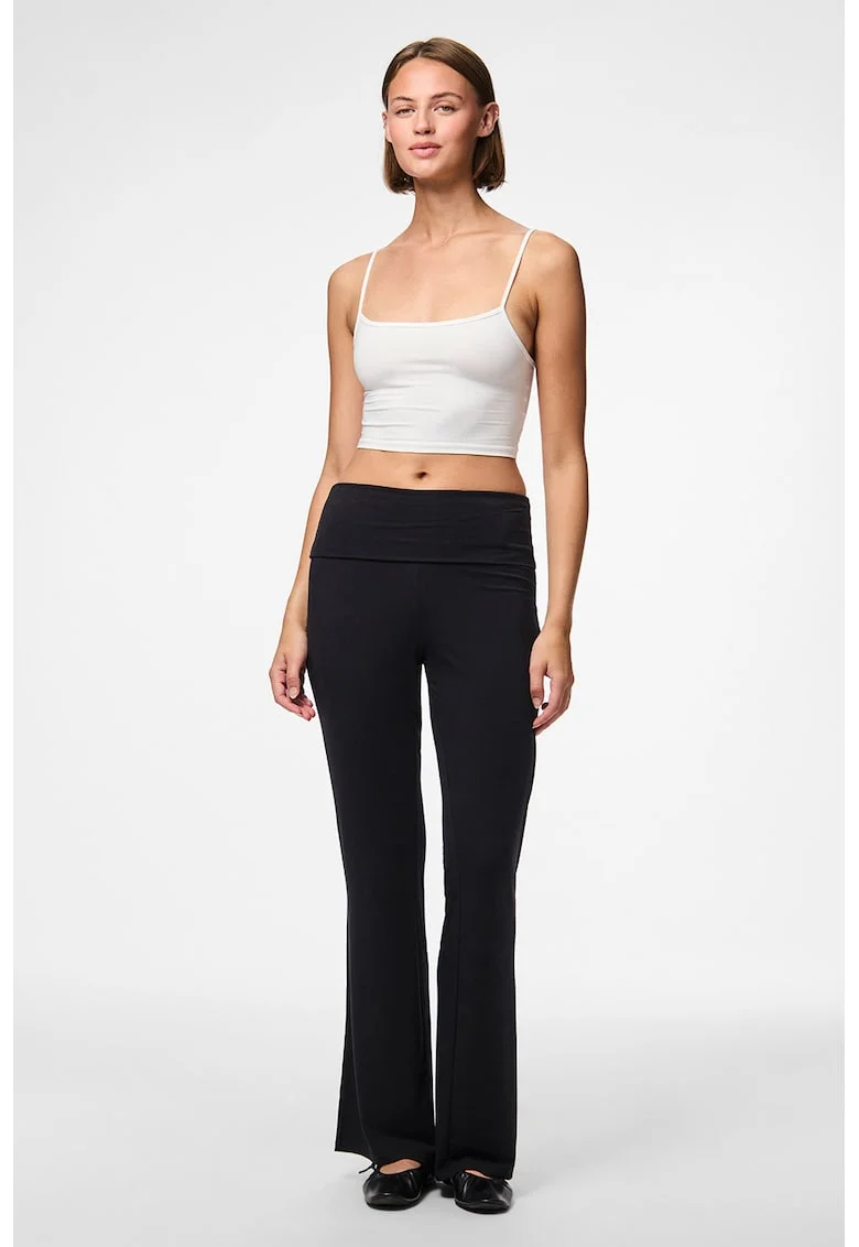 Pantaloni evazati cu talie inalta, Negru