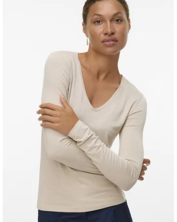 Bluza slim fit cu insertii stralucitoare, Bej deschis
