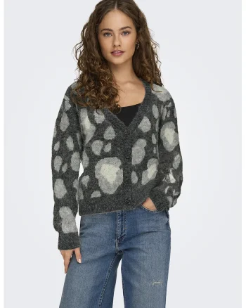 Cardigan cu animal print, Verde padure
