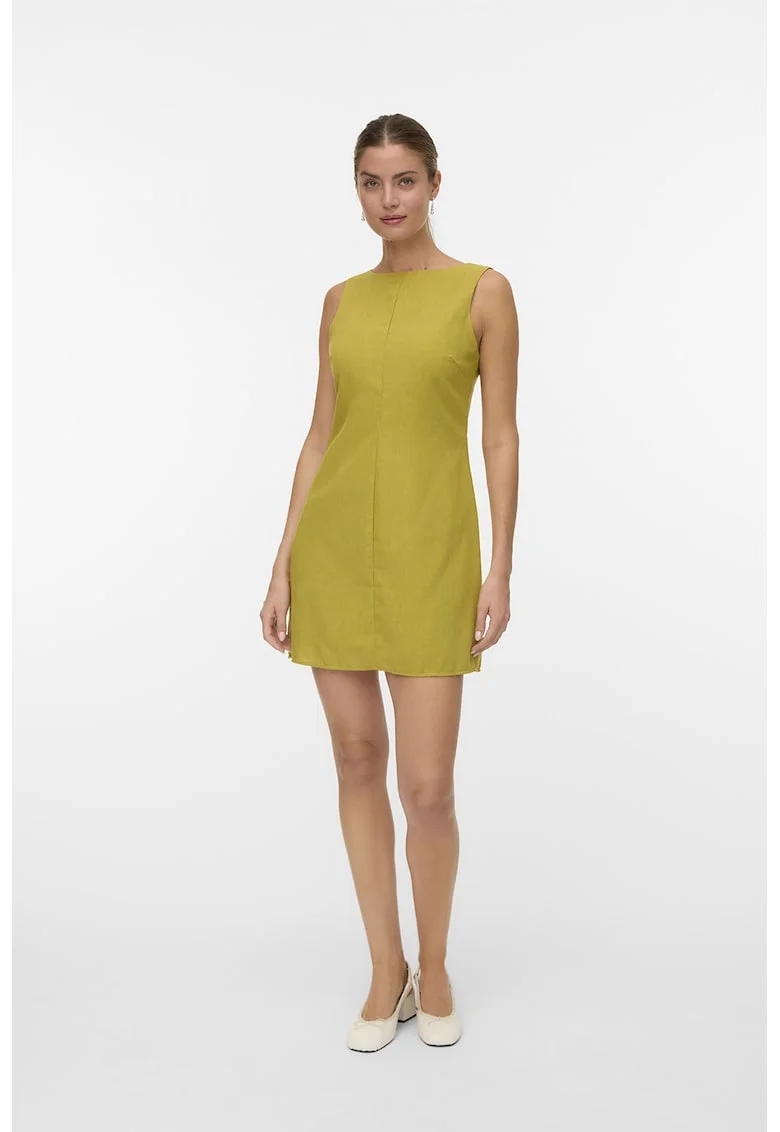 Rochie mini fara maneci cu decupaj pe partea din fata, Verde masliniu