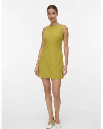 Rochie mini fara maneci cu decupaj pe partea din fata, Verde masliniu
