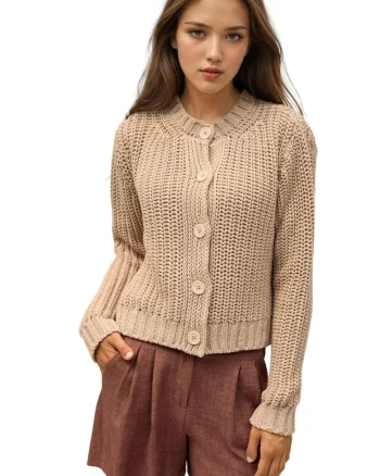 Cardigan dama,  Tricot, natural,