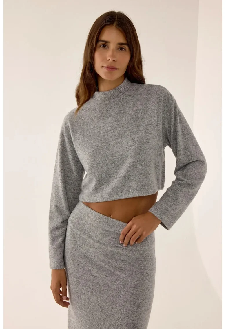 Bluza dama  croiala lejera, gri, poliester, Gri